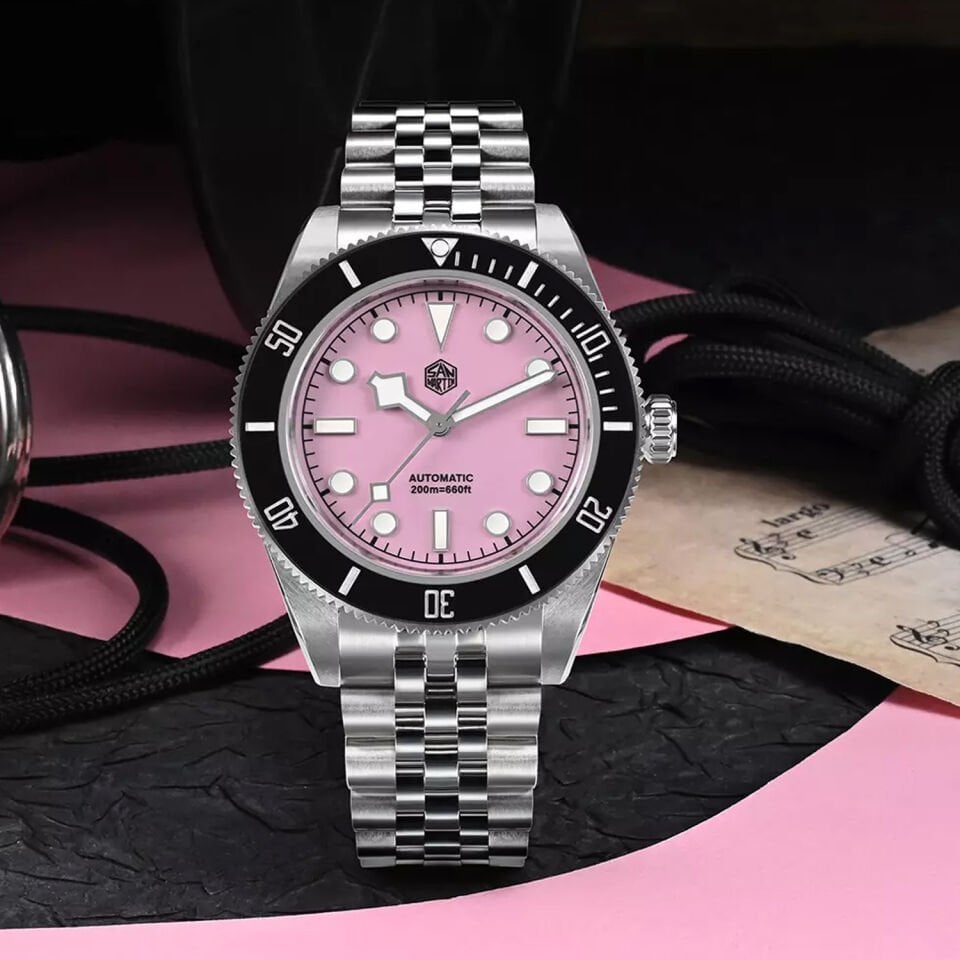 San Martin SN0128-4 Pink Otomatik Erkek Kol Saati