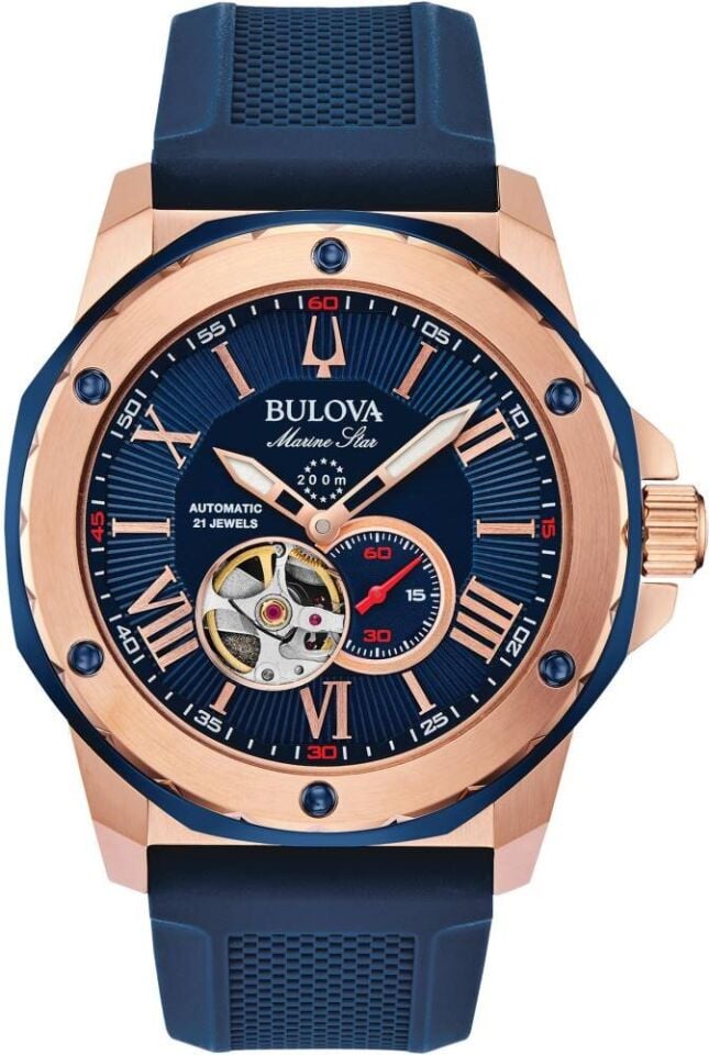 Bulova Marine Star 98A227 Mavi-Rose Gold Erkek Kol Saati