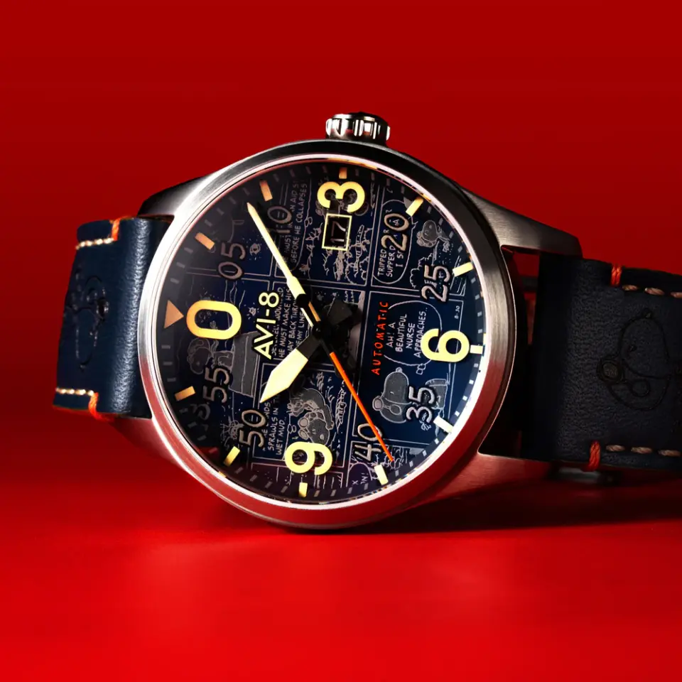 AVI-8 Spitfire Smith Automatic Peanuts Snoopy Flying Ace Limited Edition AV-4134-01 Otomatik Erkek Kol Saati