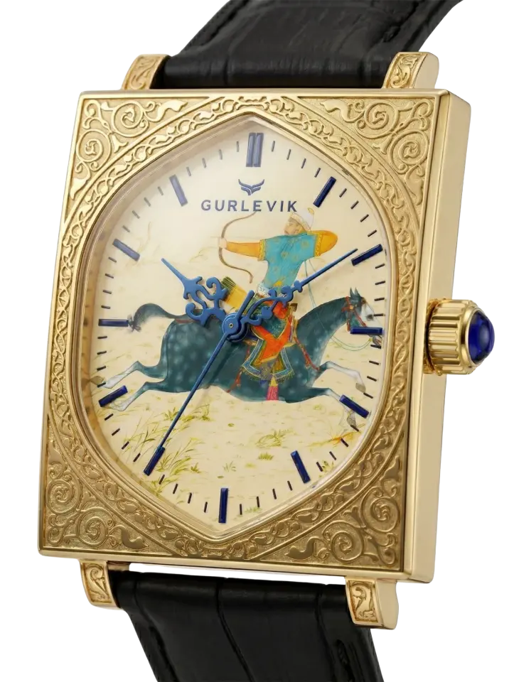 Gurlevik Kapılar Minyatür Gold Engraved Otomatik Erkek Kol Saati