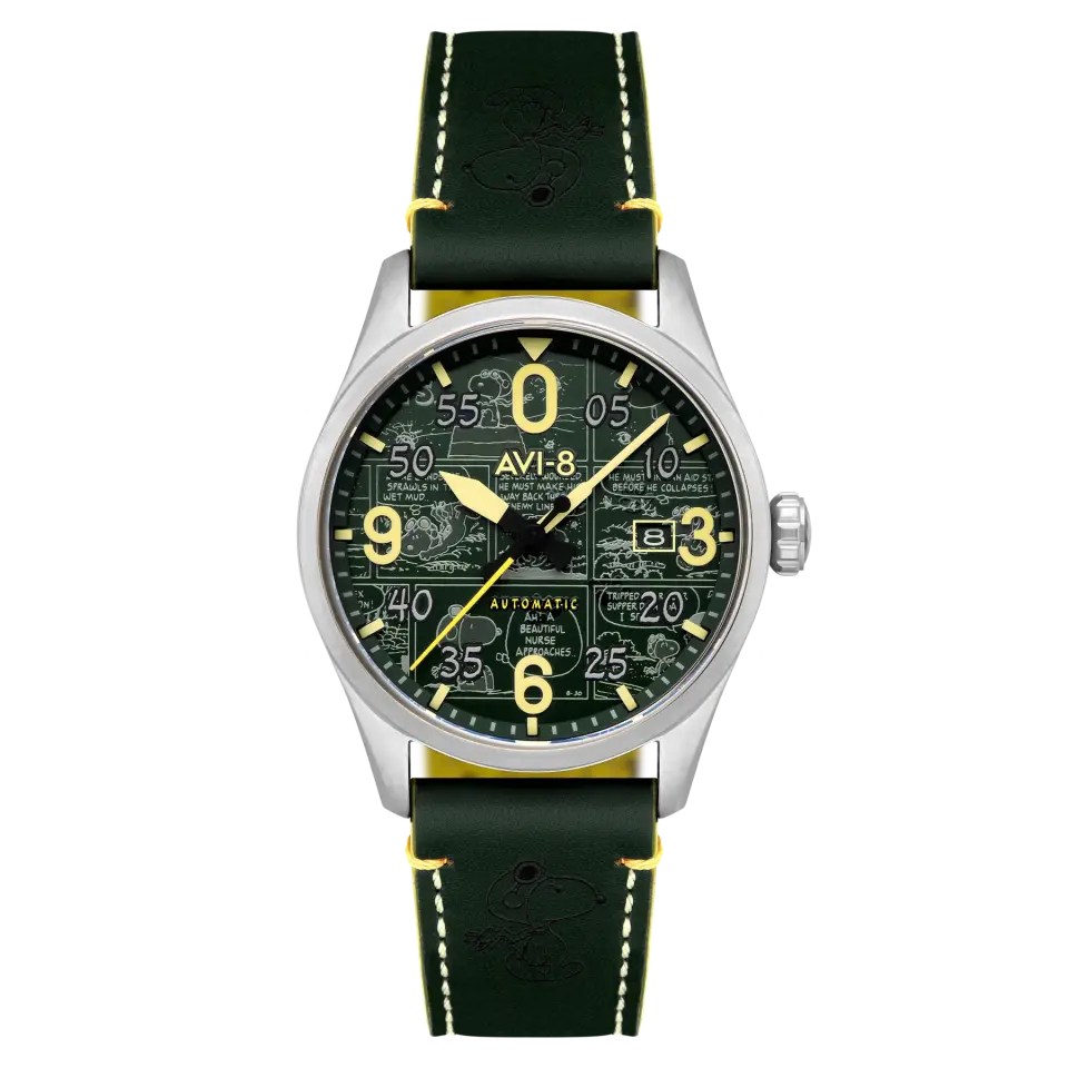 AVI-8 Spitfire Smith Automatic Peanuts Snoopy Flying Ace Limited Edition AV-4134-02 Otomatik Erkek Kol Saati