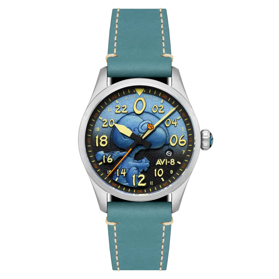 AVI-8 Spitfire AV-4150-03 Peanuts Snoopy Flying Ace 24 Hour Automatic Limited Edition Erkek Kol Saati