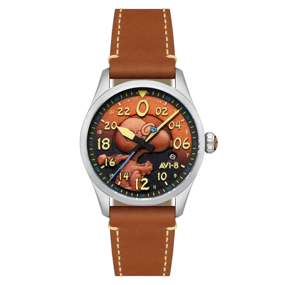 AVI-8 Spitfire AV-4150-02 Peanuts Snoopy Flying Ace 24 Hour Automatic Limited Edition Erkek Kol Saati