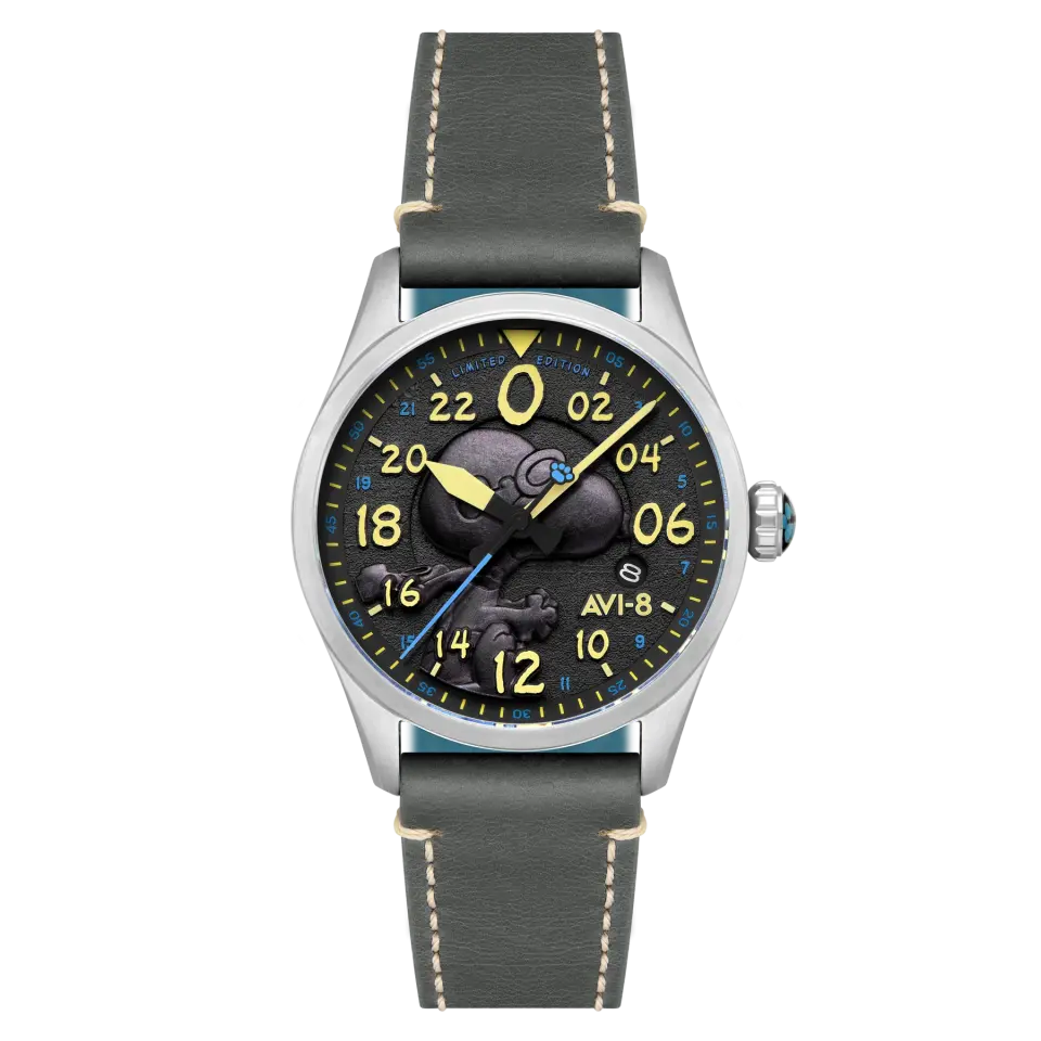 AVI-8 Spitfire AV-4150-01 Peanuts Snoopy Flying Ace 24 Hour Automatic Limited Edition Erkek Kol Saati