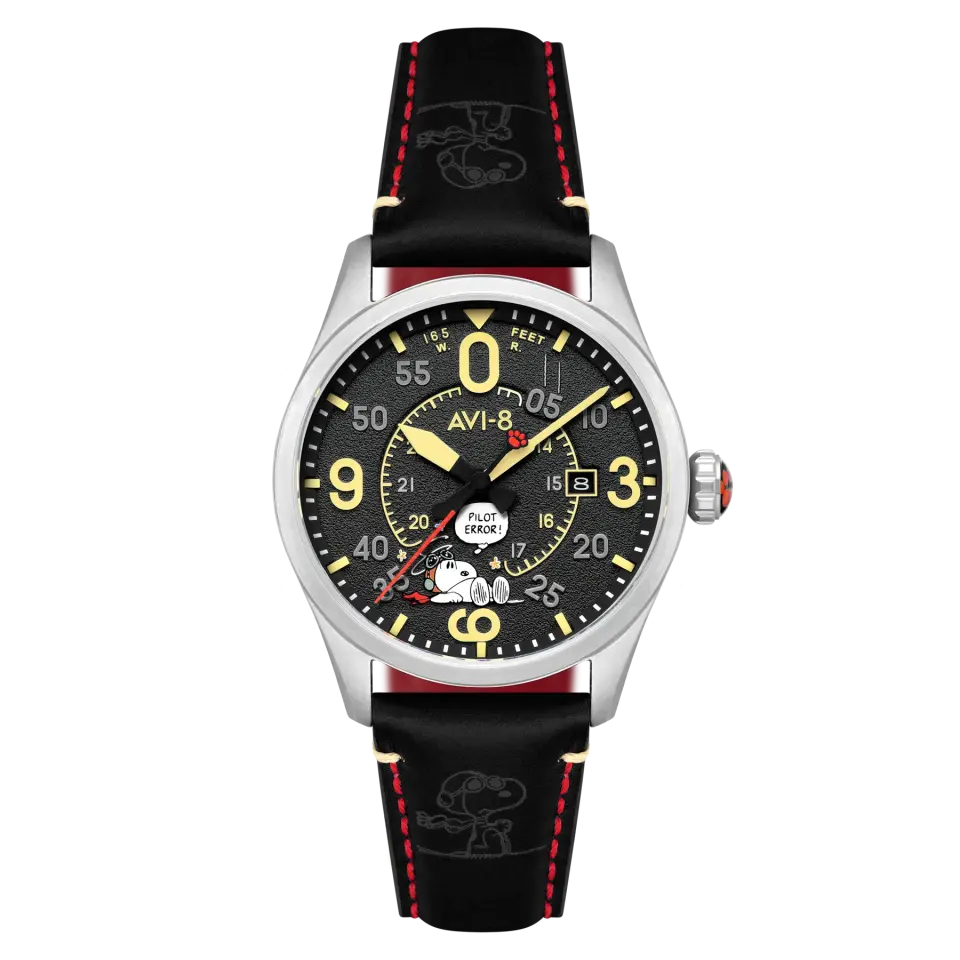 AVI-8 Spitfire Smith Av-4152-01 Snoopy Peanuts Flying Ace Pilot Error Limited Edition Otomatik Erkek Kol Saati