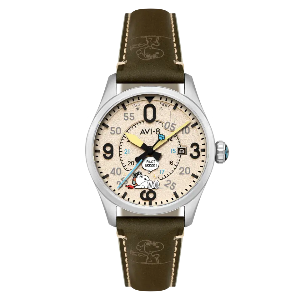 AVI-8 Spitfire Smith Av-4152-04 Snoopy Peanuts Flying Ace Pilot Error Limited Edition Otomatik Erkek Kol Saati