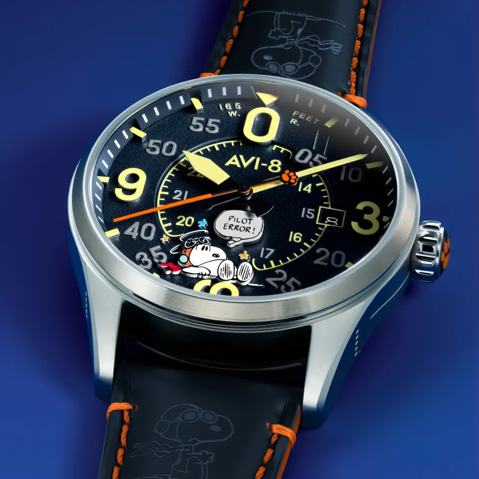 AVI-8 Spitfire Smith Av-4152-02 Snoopy Peanuts Flying Ace Pilot Error Limited Edition Otomatik Erkek Kol Saati