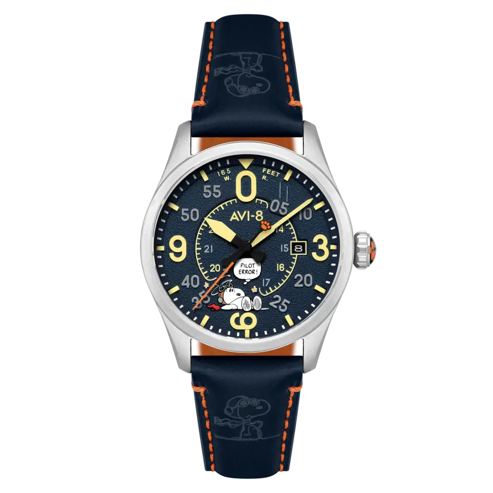 AVI-8 Spitfire Smith Av-4152-02 Snoopy Peanuts Flying Ace Pilot Error Limited Edition Otomatik Erkek Kol Saati