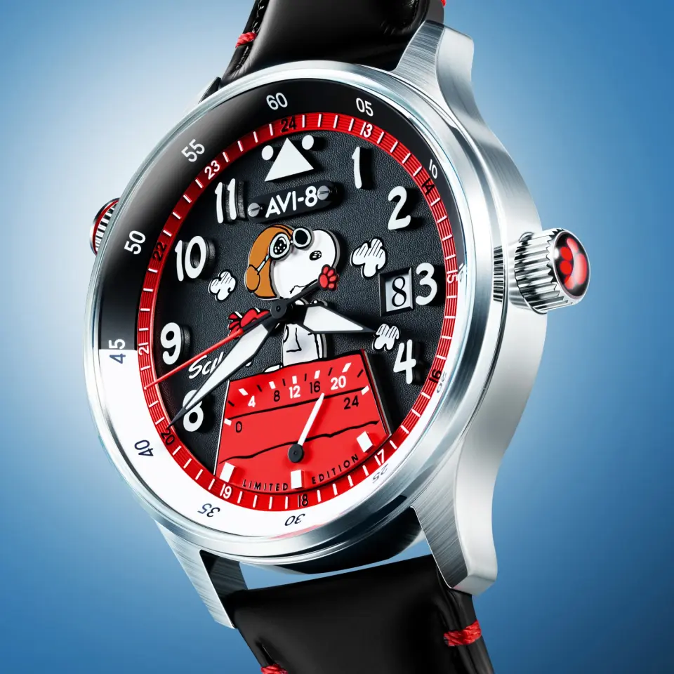 AVI-8 Hawker Hurricane AV-4151-01 McKellar Dual Time Peanuts Snoopy Flying Ace Limited Edition Erkek Kol Saati