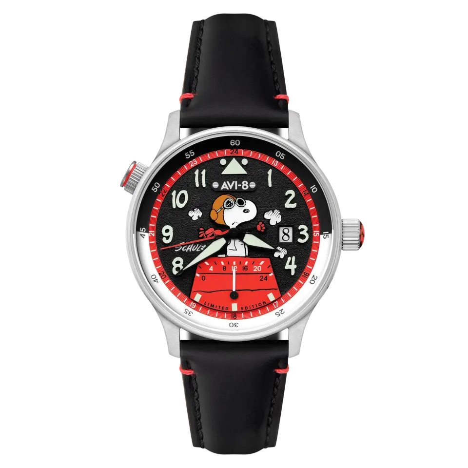 AVI-8 Hawker Hurricane AV-4151-01 McKellar Dual Time Peanuts Snoopy Flying Ace Limited Edition Erkek Kol Saati