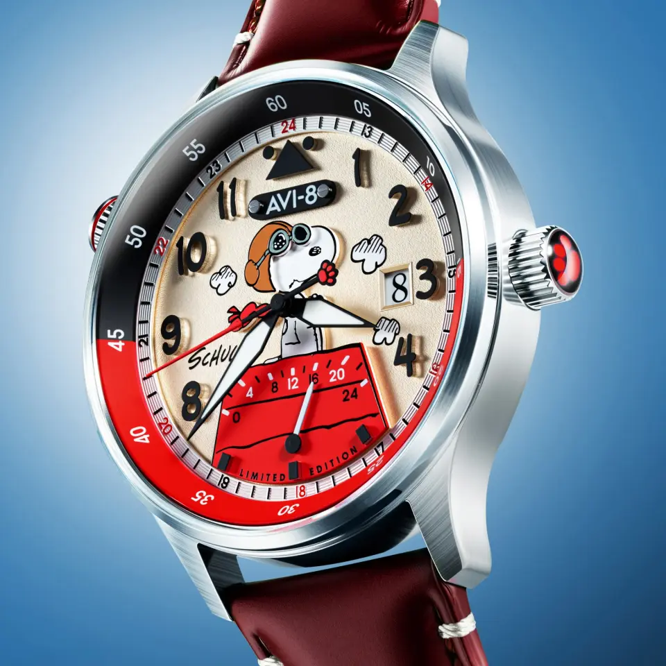 AVI-8 Hawker Hurricane AV-4151-03 McKellar Dual Time Peanuts Snoopy Flying Ace Limited Edition Erkek Kol Saati