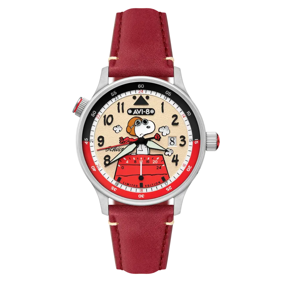 AVI-8 Hawker Hurricane AV-4151-03 McKellar Dual Time Peanuts Snoopy Flying Ace Limited Edition Erkek Kol Saati
