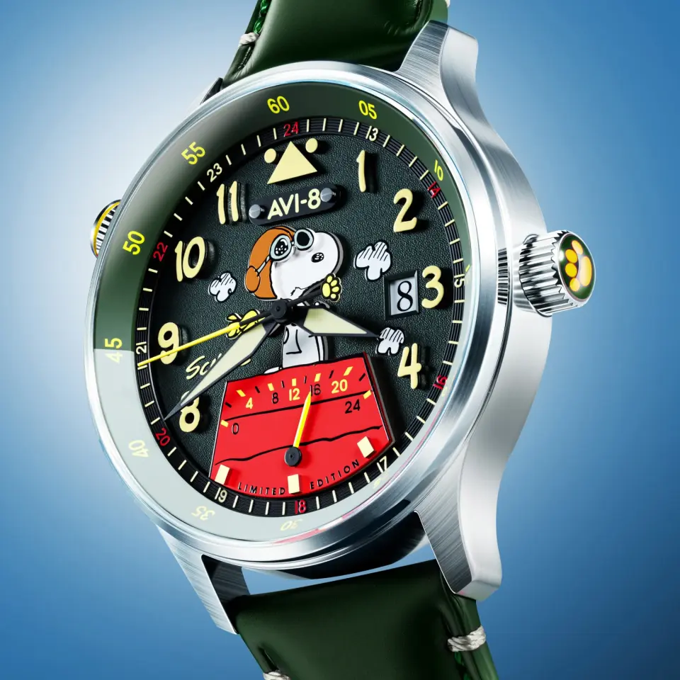 AVI-8 Hawker Hurricane AV-4151-05 McKellar Dual Time Peanuts Snoopy Flying Ace Limited Edition Erkek Kol Saati