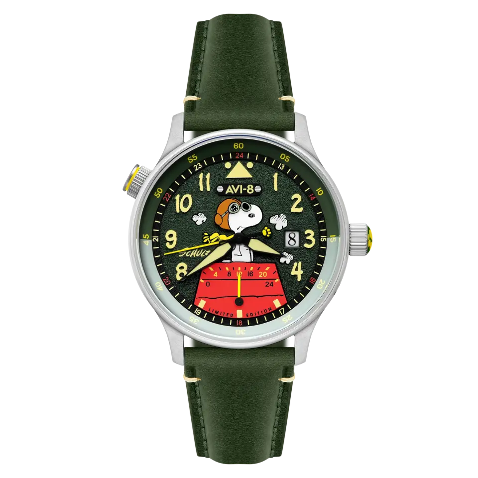 AVI-8 Hawker Hurricane AV-4151-05 McKellar Dual Time Peanuts Snoopy Flying Ace Limited Edition Erkek Kol Saati