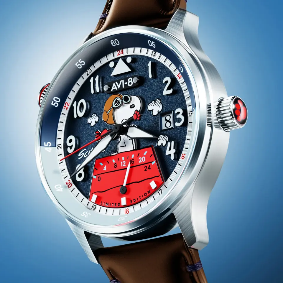 AVI-8 Hawker Hurricane AV-4151-04 McKellar Dual Time Peanuts Snoopy Flying Ace Limited Edition Erkek Kol Saati