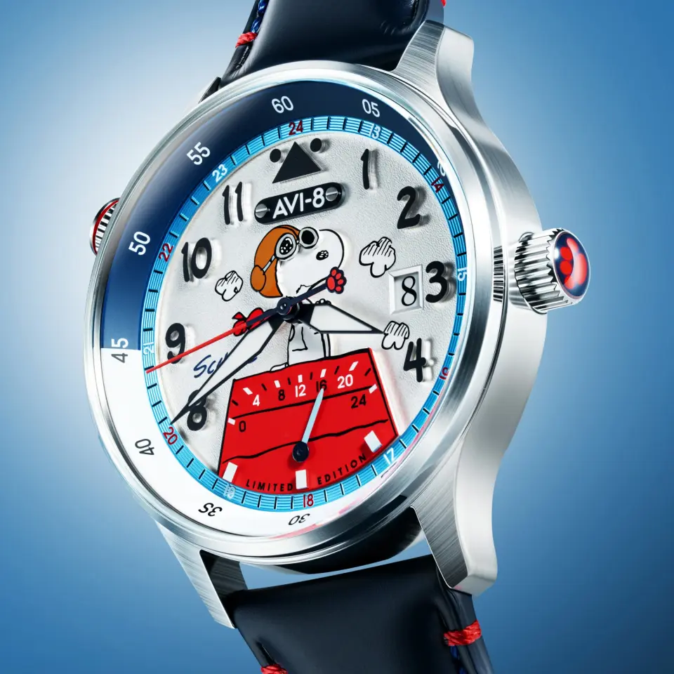 AVI-8 Hawker Hurricane AV-4151-02 McKellar Dual Time Peanuts Snoopy Flying Ace Limited Edition Erkek Kol Saati