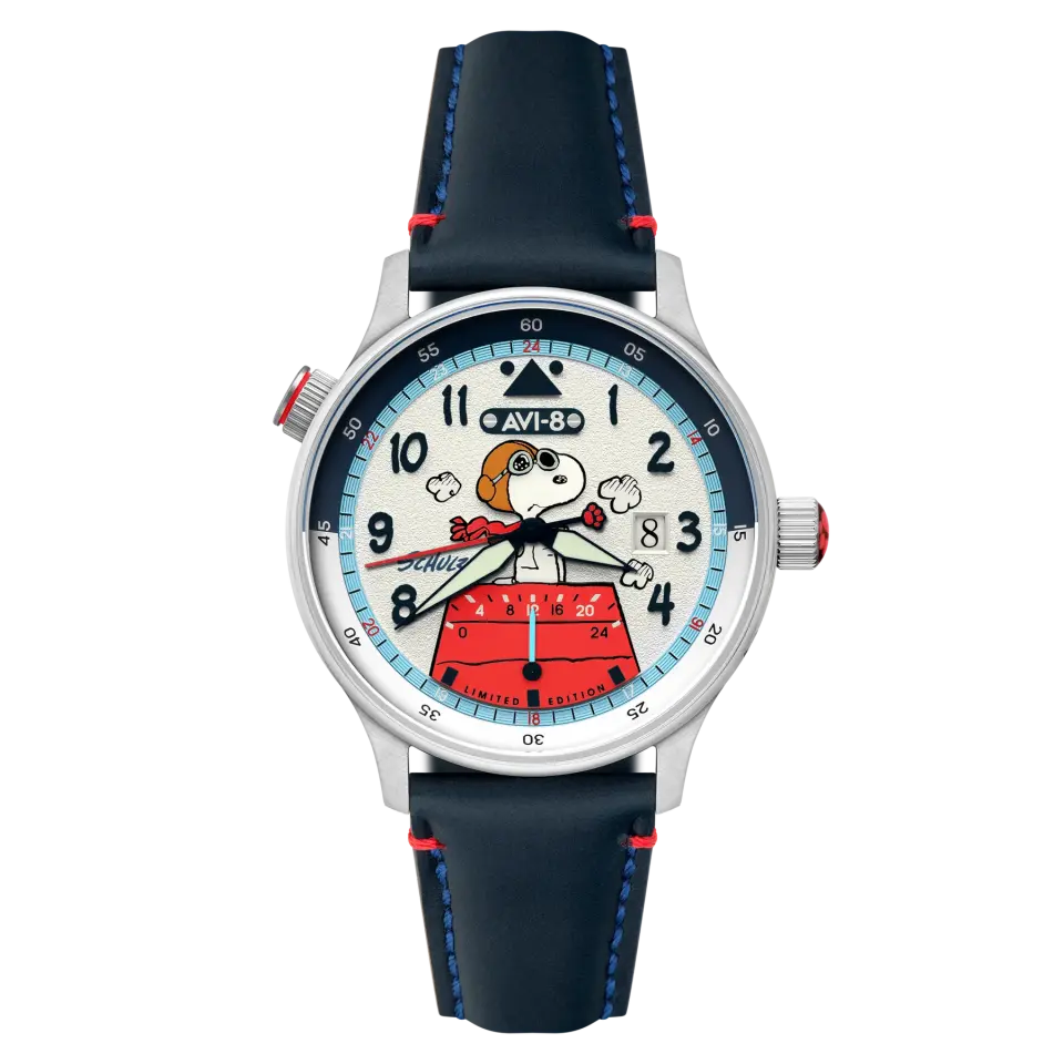 AVI-8 Hawker Hurricane AV-4151-02 McKellar Dual Time Peanuts Snoopy Flying Ace Limited Edition Erkek Kol Saati