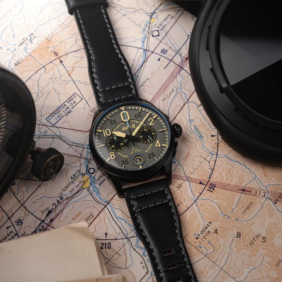 AVI-8 Spitfire AV-4089-08 Lock Chronograph Erkek Kol Saati