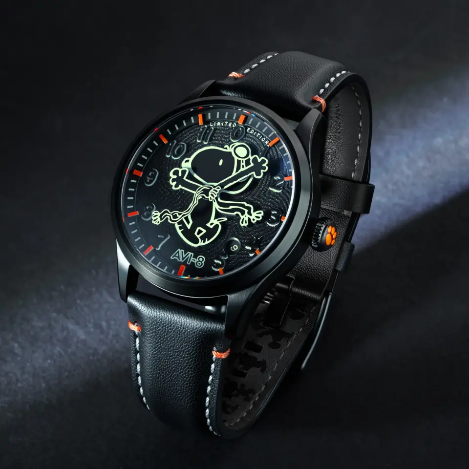 AVI-8 Flyboy Engineer AV-4156-02 Peanuts Snoopy Flying Ace Monotone Limited Edition Otomatik Erkek Kol Saati