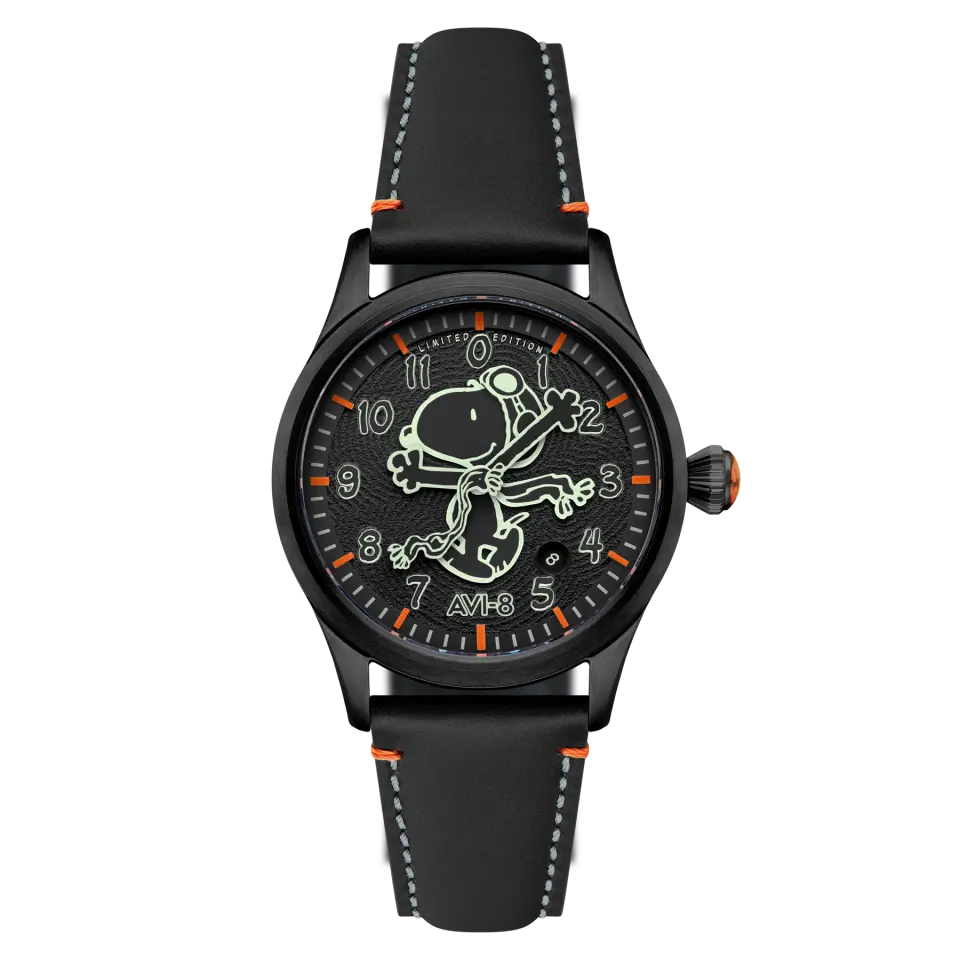 AVI-8 Flyboy Engineer AV-4156-02 Peanuts Snoopy Flying Ace Monotone Limited Edition Otomatik Erkek Kol Saati