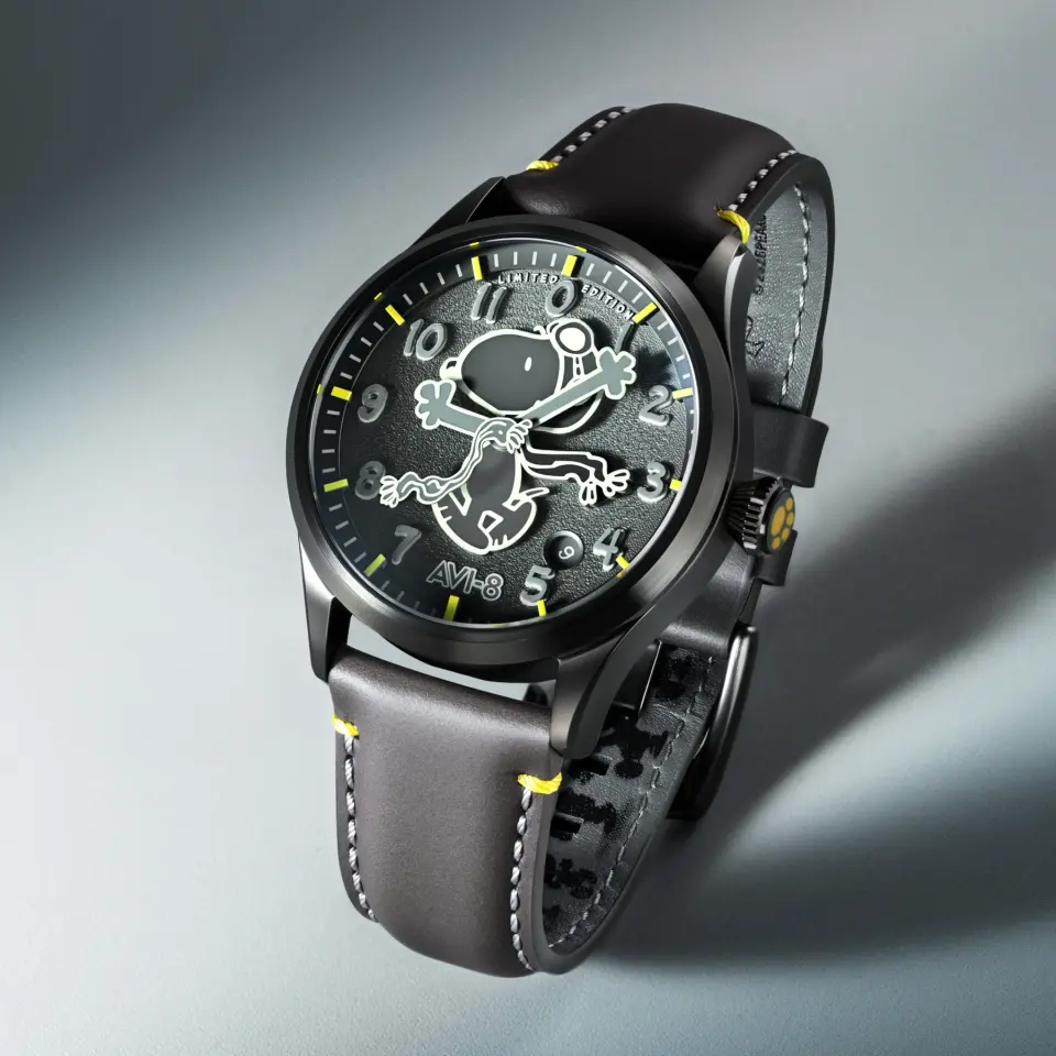 AVI-8 Flyboy Engineer AV-4156-03 Peanuts Snoopy Flying Ace Monotone Limited Edition Otomatik Erkek Kol Saati