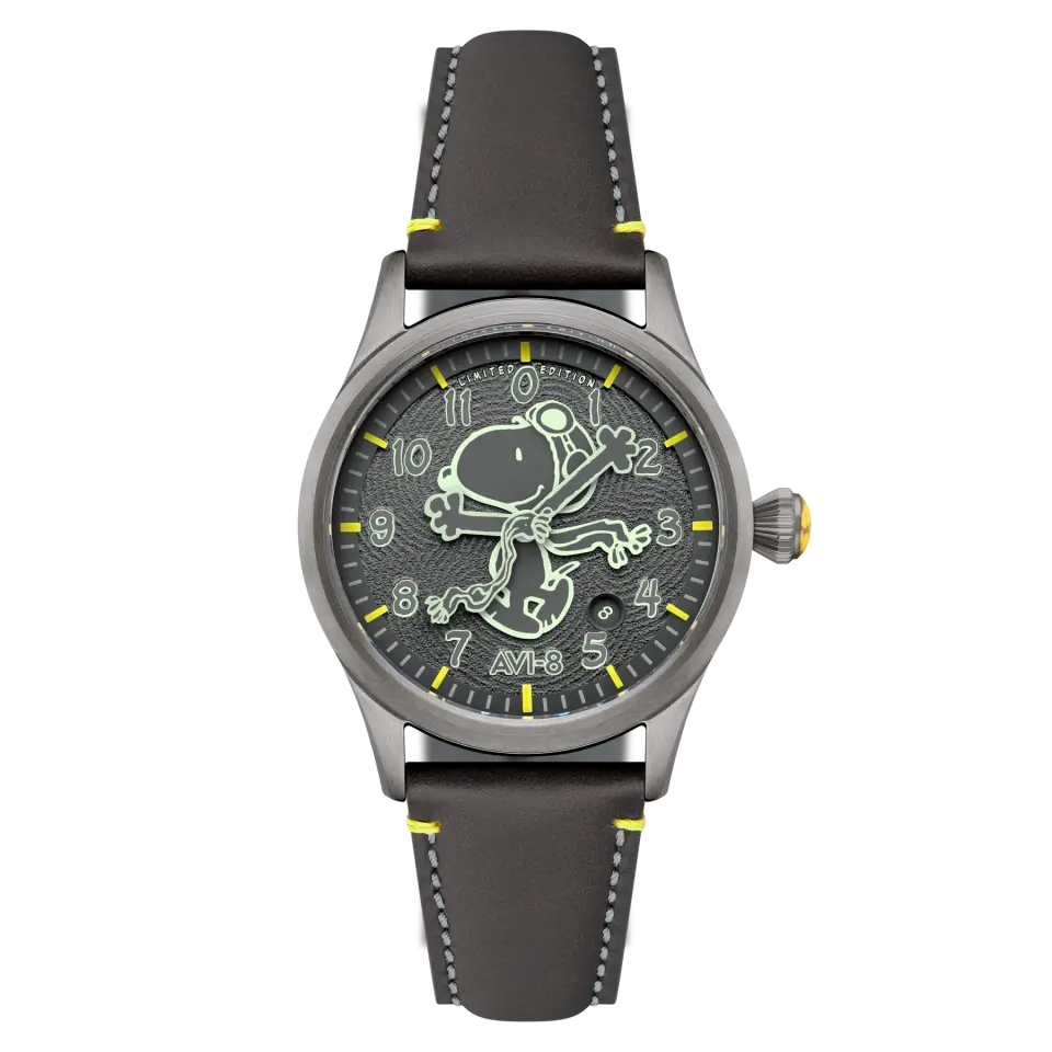 AVI-8 Flyboy Engineer AV-4156-03 Peanuts Snoopy Flying Ace Monotone Limited Edition Otomatik Erkek Kol Saati