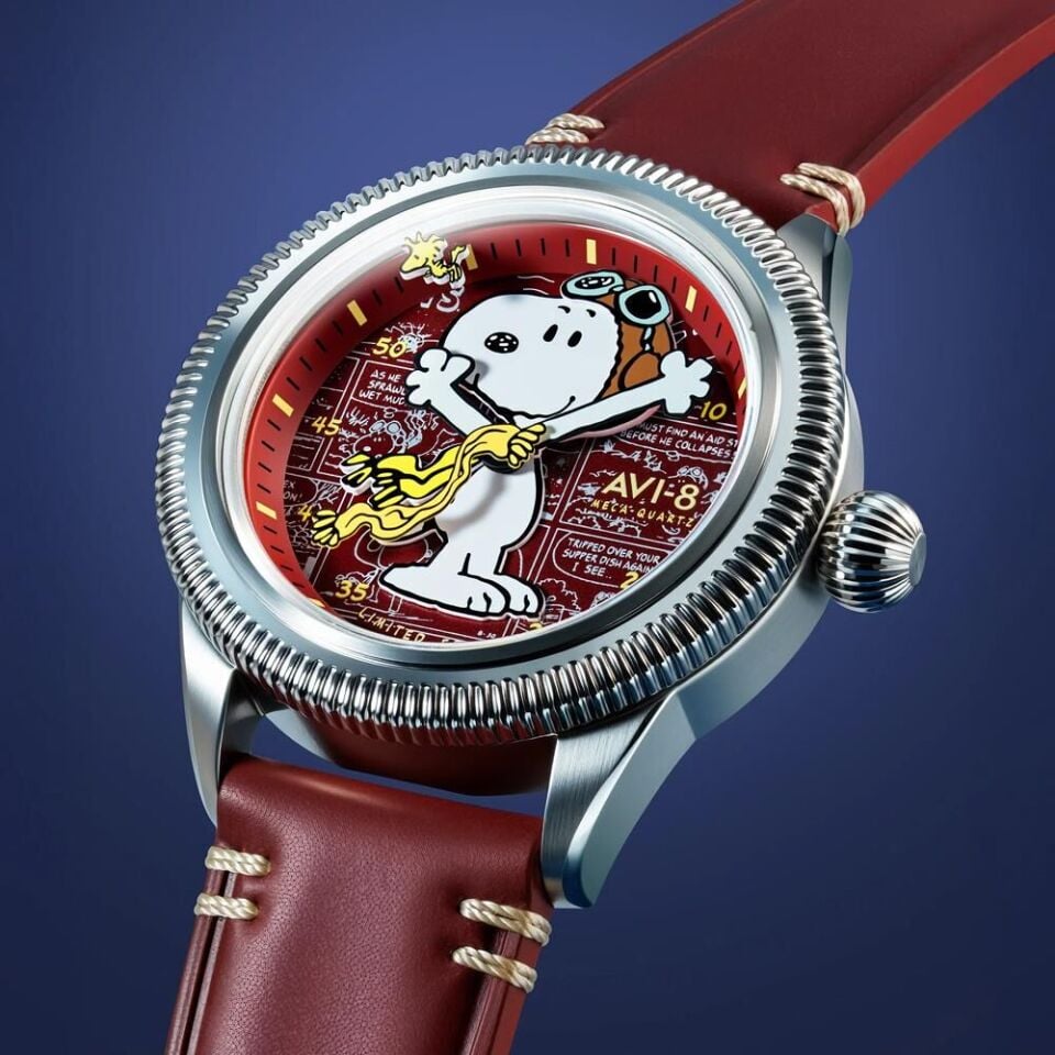 AVI-8 FLYBOY Airmaster 40 Meca-quartz Peanuts Snoopy Flying Ace Limited Edition Erkek Kol Saati
